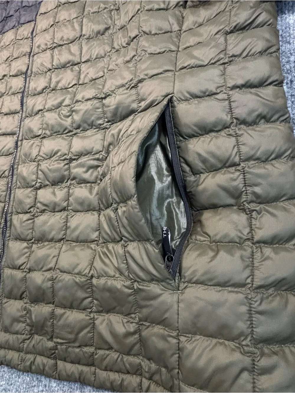 The North Face ThermoBall Eco Jacket Mens XXL Olive Green Black Full Zip